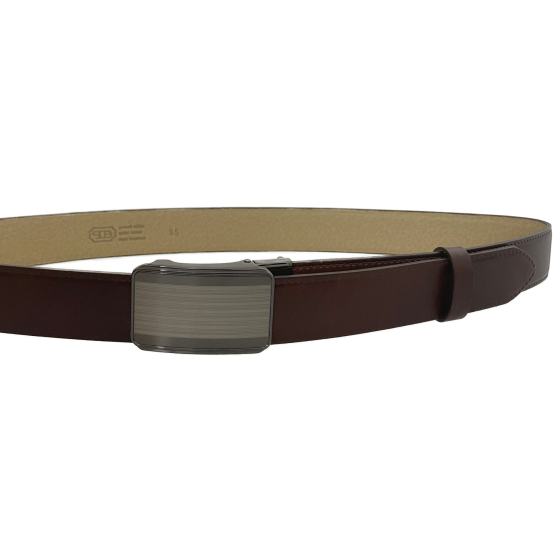 Pánský kožený společenský opasek s plnou sponou 35-020-A11 hnědý