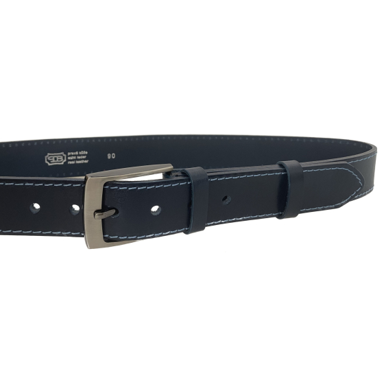 Pánský kožený opasek 34-1-59 modrý