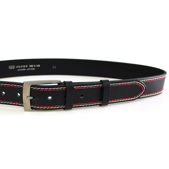 Pánský kožený opasek 34-2-B-CV černý