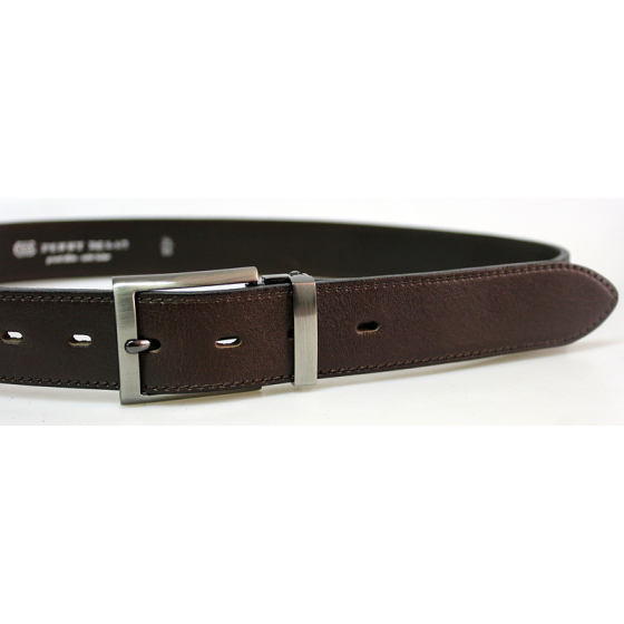 Pánský kožený společenský opasek s trnovou sponou 35-020-1-40 tmavě hnědý