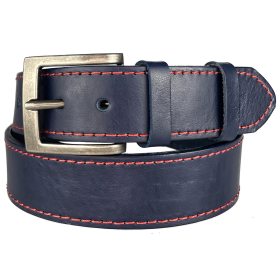 Pánský kožený opasek 501-1-CV-56 modrý