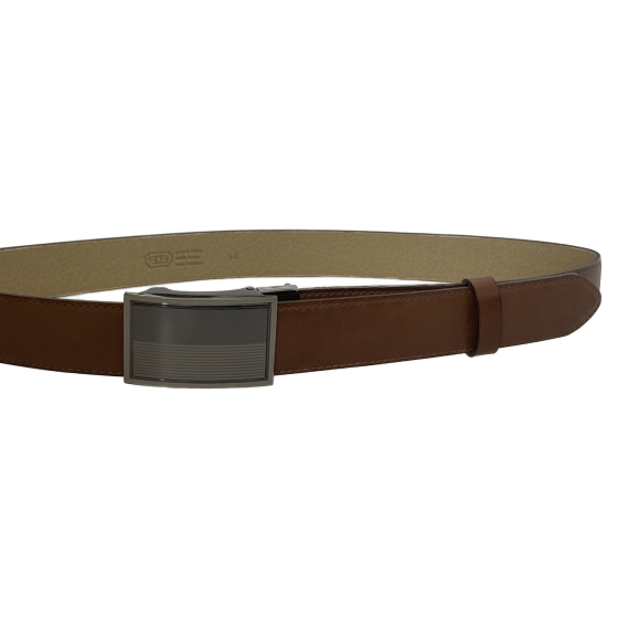 Pánský kožený společenský opasek s plnou sponou 35-020-A3-48 hnědý
