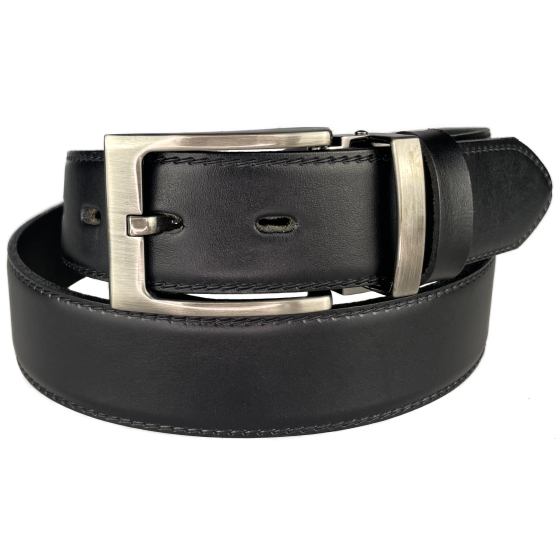 Pánský kožený společenský opasek s trnovou sponou 35-020-2-60 černý