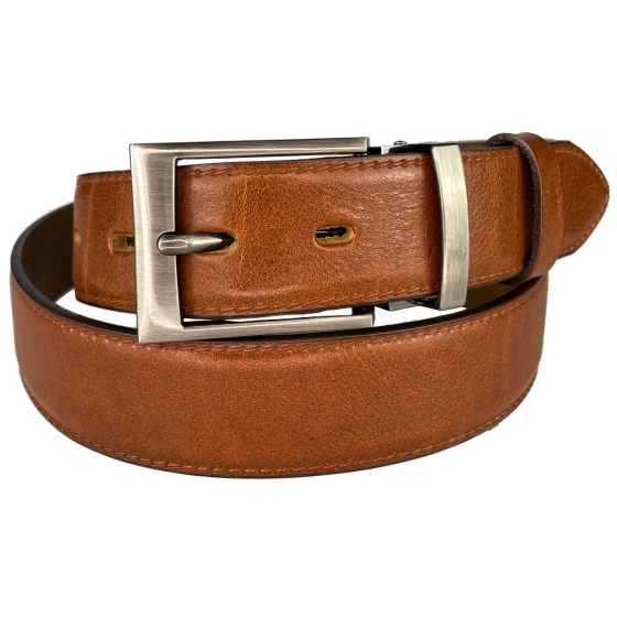 Pánský kožený společenský opasek s trnovou sponou 35-020-3-43 hnědý