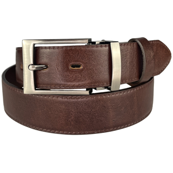 Pánský kožený společenský opasek s trnovou sponou 35-020-3-506 hnědý