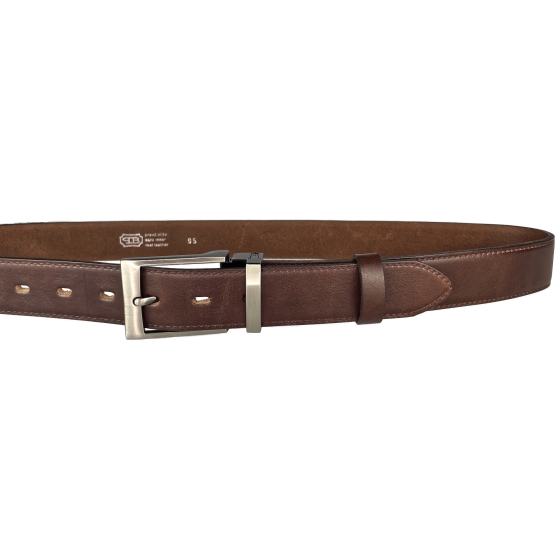 Pánský kožený společenský opasek s trnovou sponou 35-020-3-506 hnědý