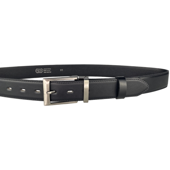 Pánský kožený společenský opasek s trnovou sponou 35-020-3-60 černý