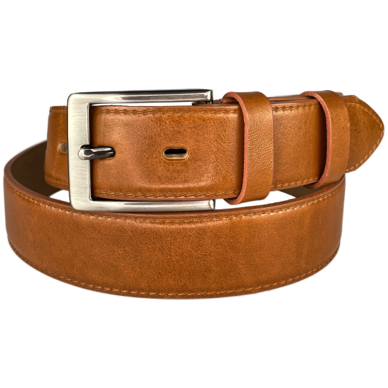 Pánský kožený společenský opasek s trnovou sponou 35-020-4-42 světle hnědý