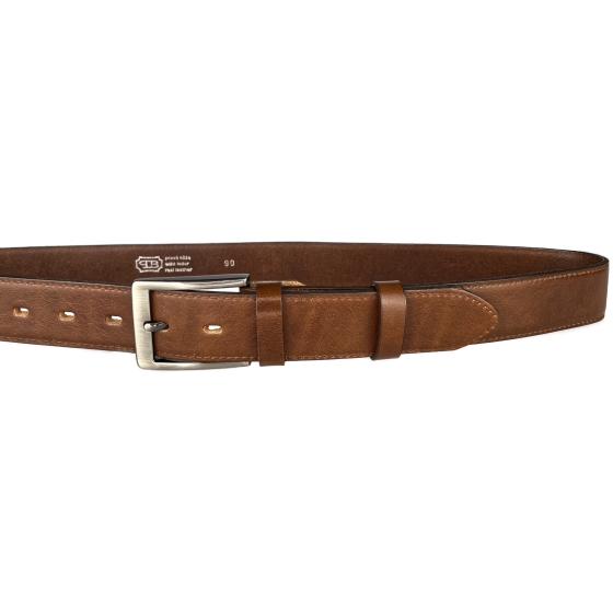 Pánský kožený společenský opasek s trnovou sponou 35-020-4-48 hnědý