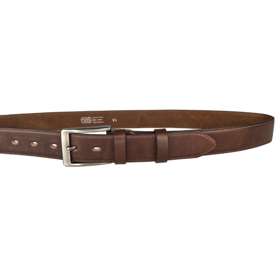 Pánský kožený společenský opasek s trnovou sponou 35-020-4-506 hnědý