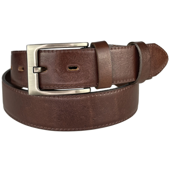 Pánský kožený společenský opasek s trnovou sponou 35-020-9-506 hnědý