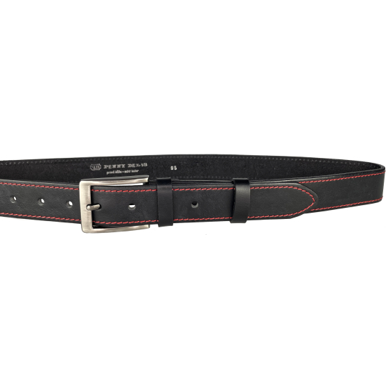 Pánský kožený společenský opasek s trnovou sponou 35-100-4-1CV-60 černý