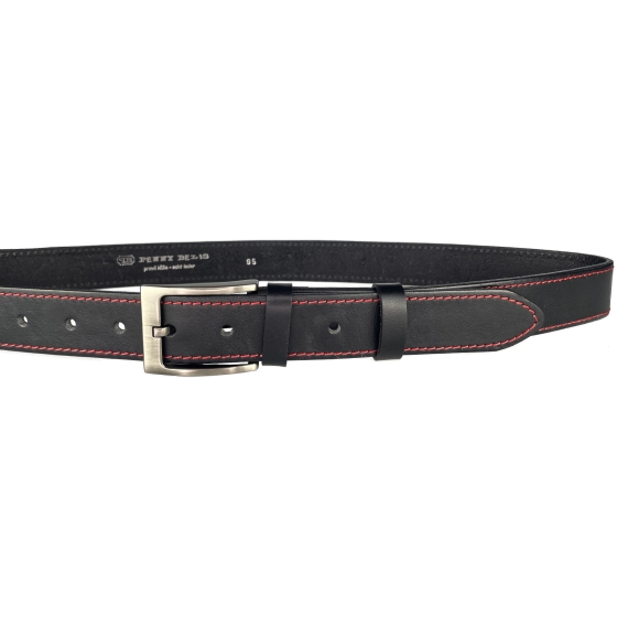 Pánský kožený společenský opasek s trnovou sponou 35-1CV-9 černý