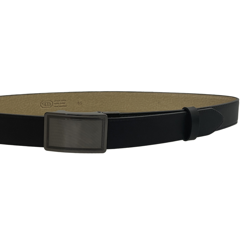 Pánský kožený společenský opasek s plnou sponou 35-020-A2 černý