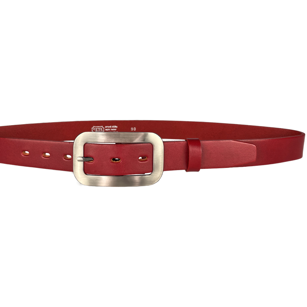 Dámský kožený opasek 30-195-93 červený