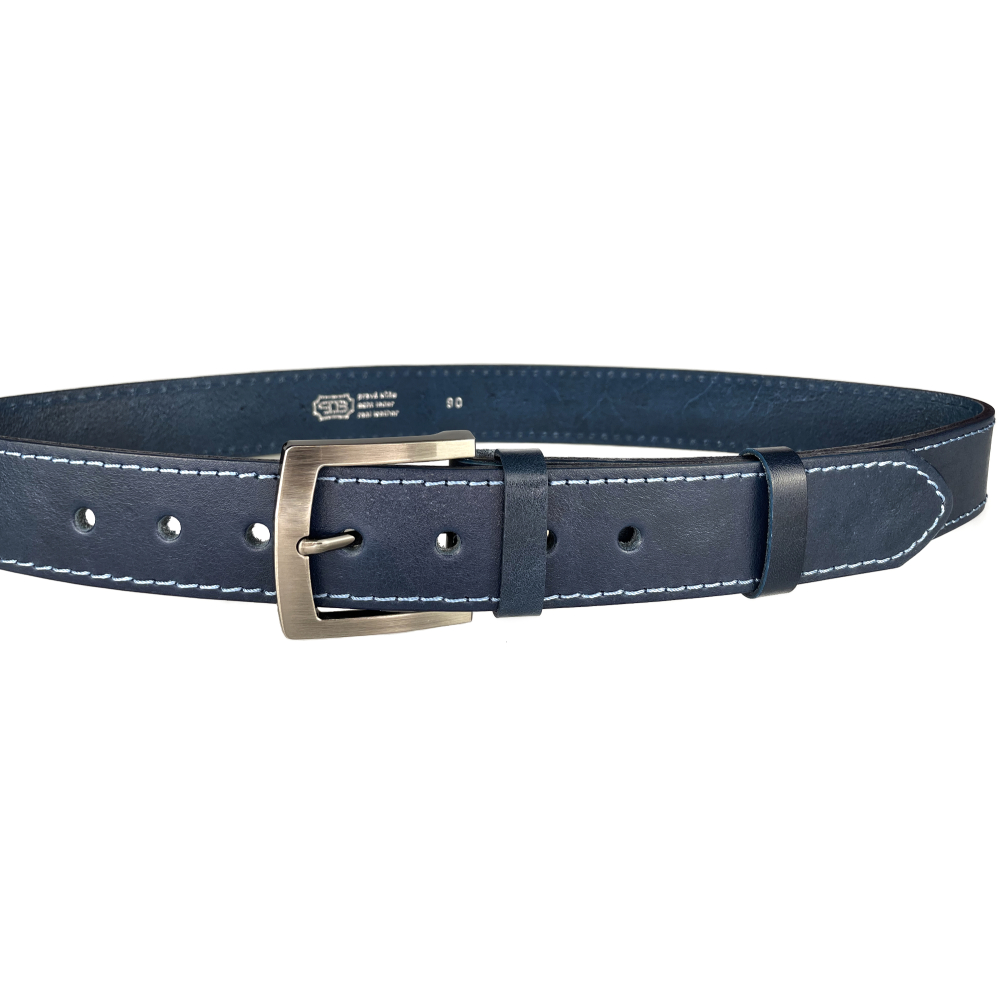 Pánský kožený opasek 25-1-59 modrý