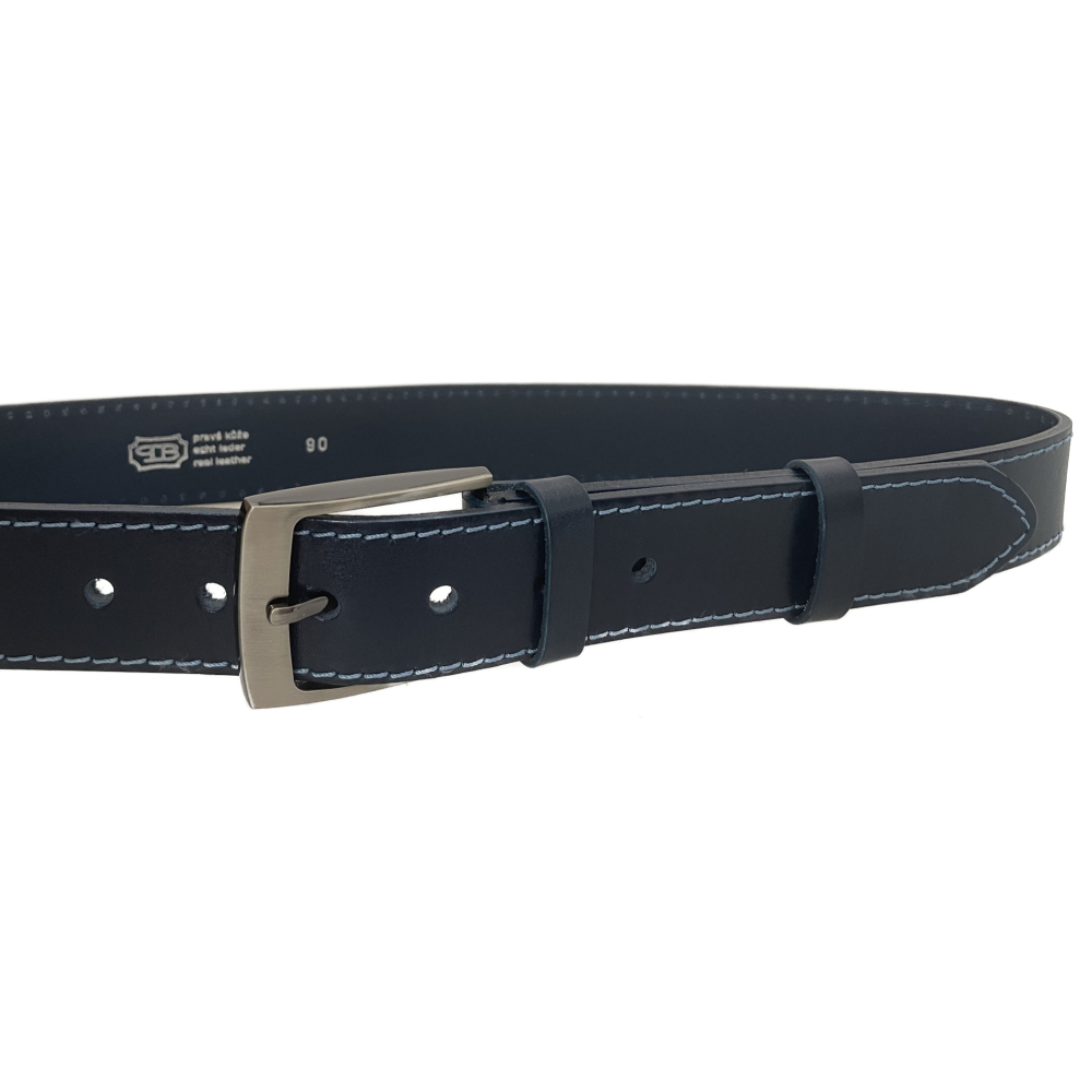 Pánský kožený opasek 34-1-59 modrý
