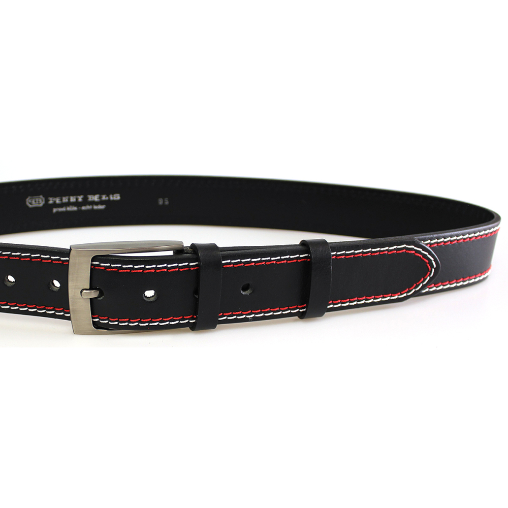 Pánský kožený opasek 34-2-B-CV černý