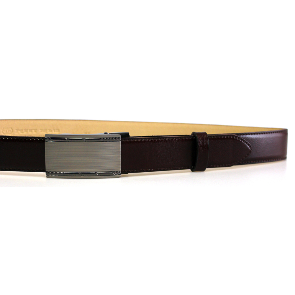 Pánský kožený společenský opasek s plnou sponou 35-020-A15 tmavě hnědý