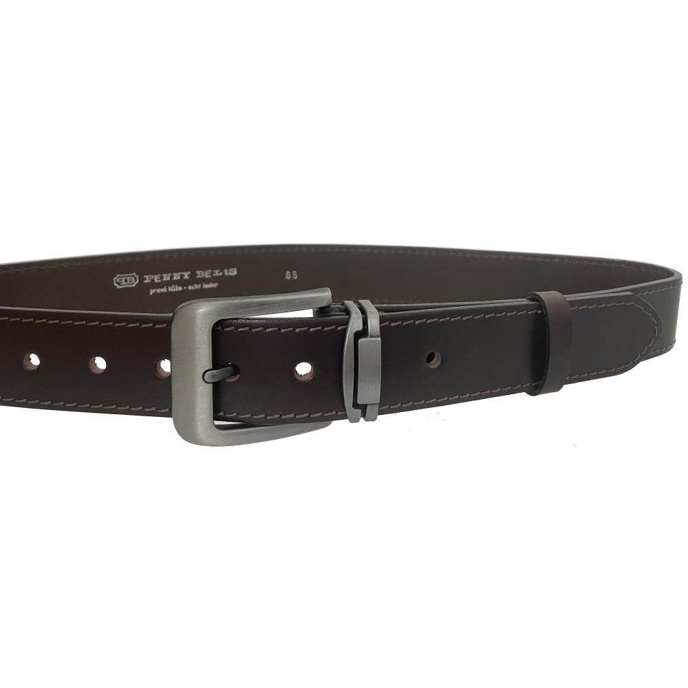 Pánský kožený opasek 507-1-40 tmavě hnědý