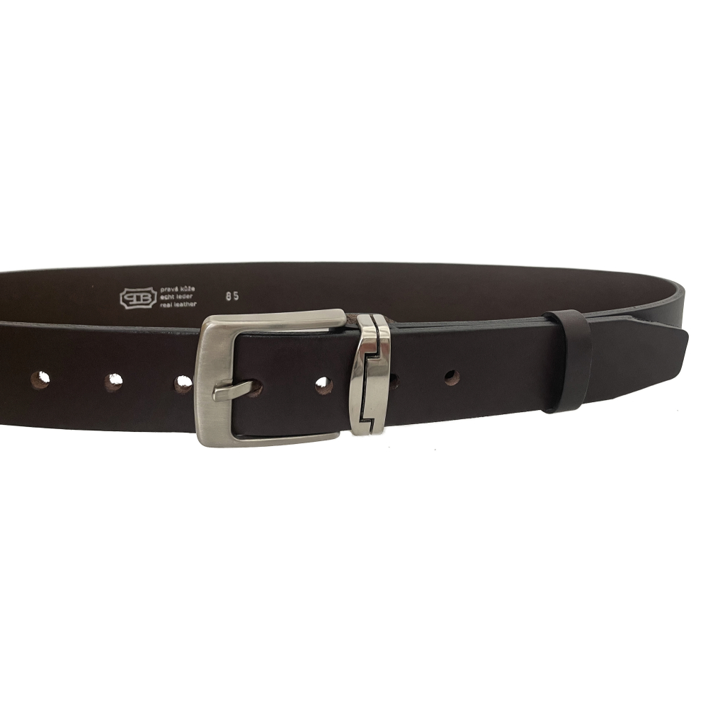 Pánský kožený opasek R1-40 tmavě hnědý