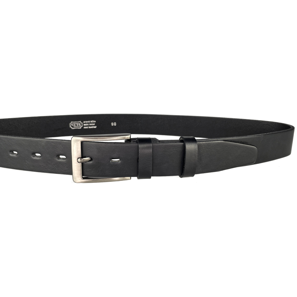 Pánský kožený společenský opasek 35-100-4-60 černý
