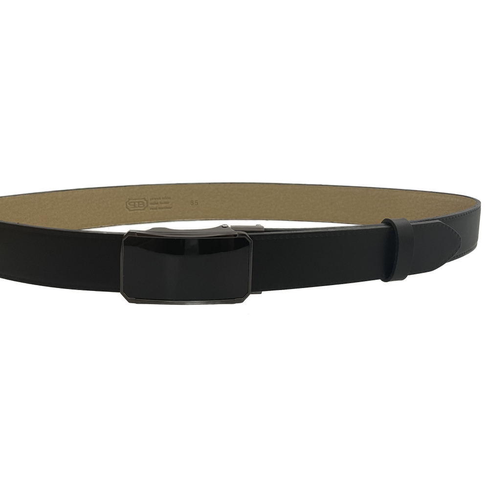 Pánský kožený společenský opasek s plnou sponou 35-020-A17-60 černý