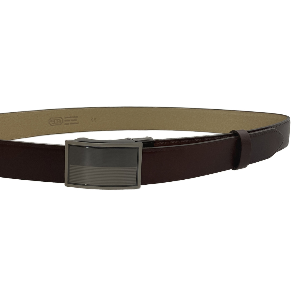 Pánský kožený společenský opasek s plnou sponou 35-020-A3-506 hnědý