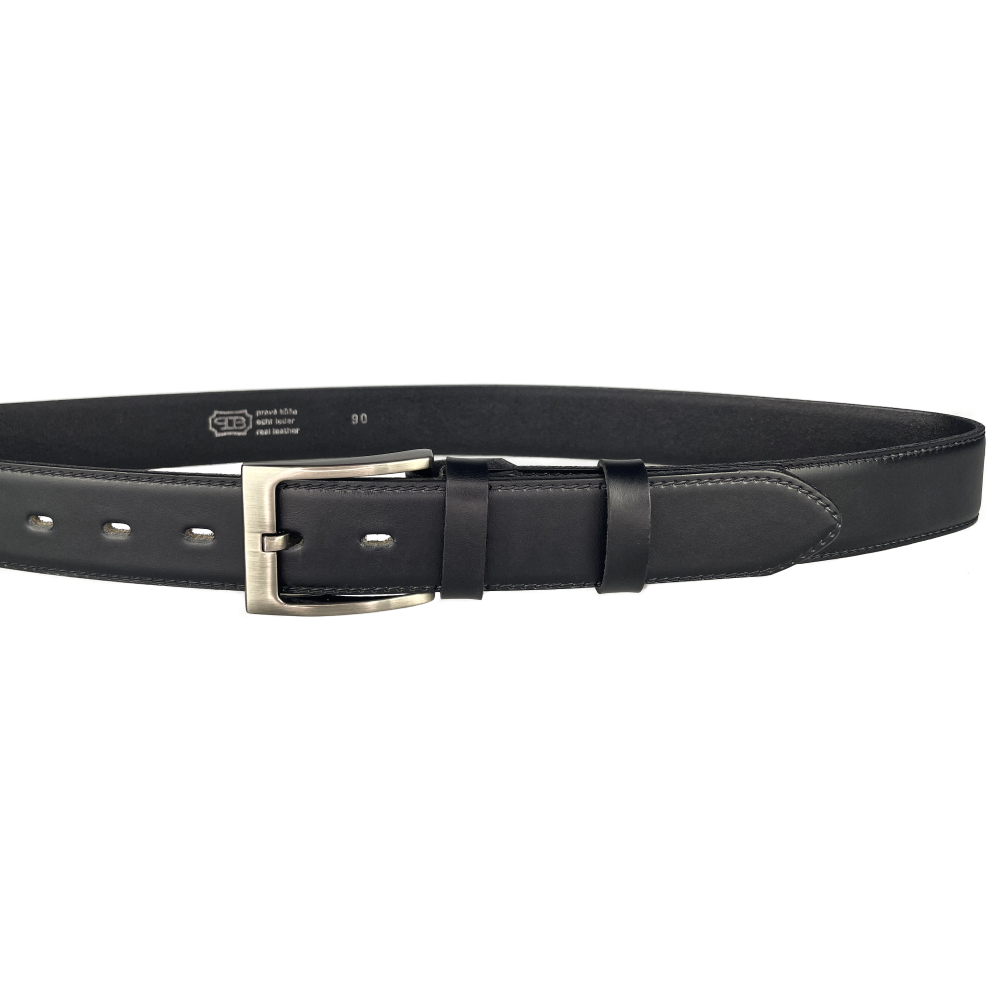Pánský kožený společenský opasek s trnovou sponou 35-020-9-60 černý