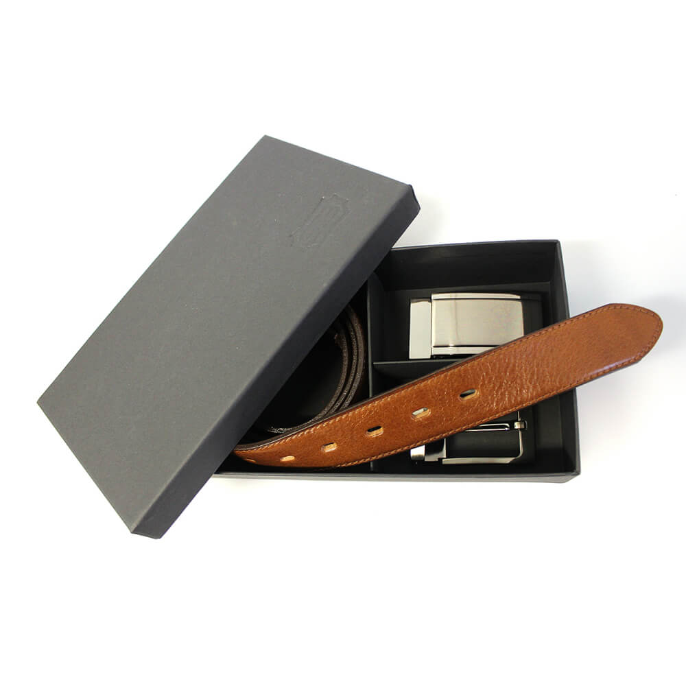 Set koženého opasku 48 35-020-22 a 4PS hnědý